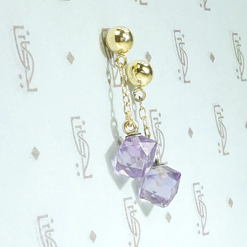 Delicate Drop Earrings of Amethyst & Gold