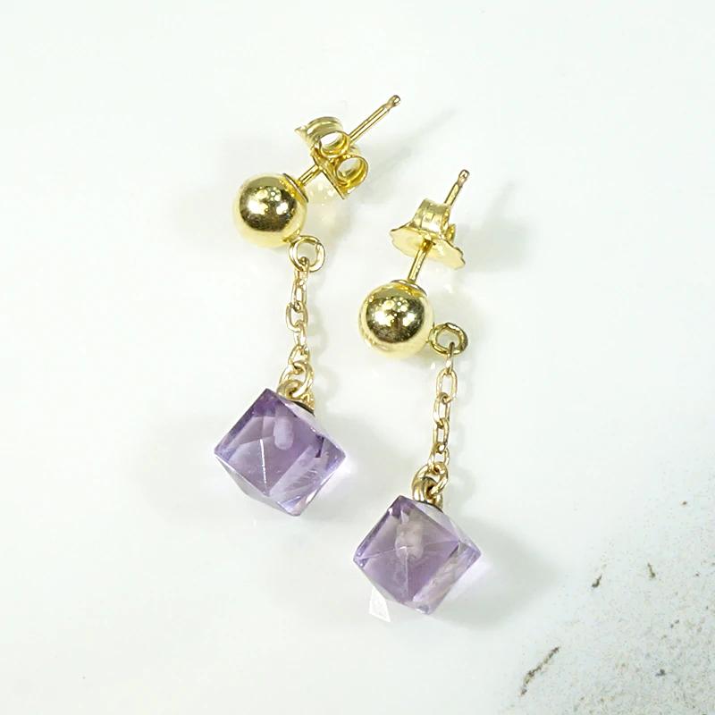 Delicate Drop Earrings of Amethyst & Gold
