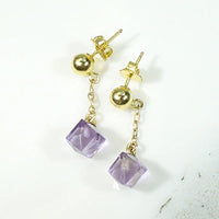 Delicate Drop Earrings of Amethyst & Gold