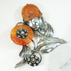 Sterling Nosegay Brooch with Carved Carnelian