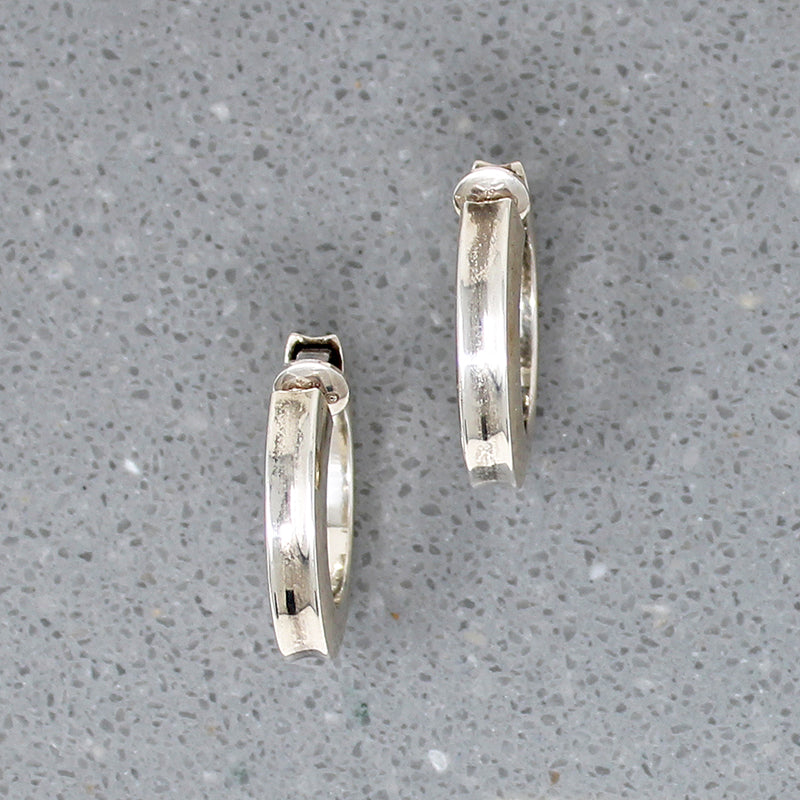 Striking Modernist Sterling Silver Clip On Hoops
