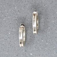 Striking Modernist Sterling Silver Clip On Hoops