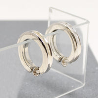 Striking Modernist Sterling Silver Clip On Hoops