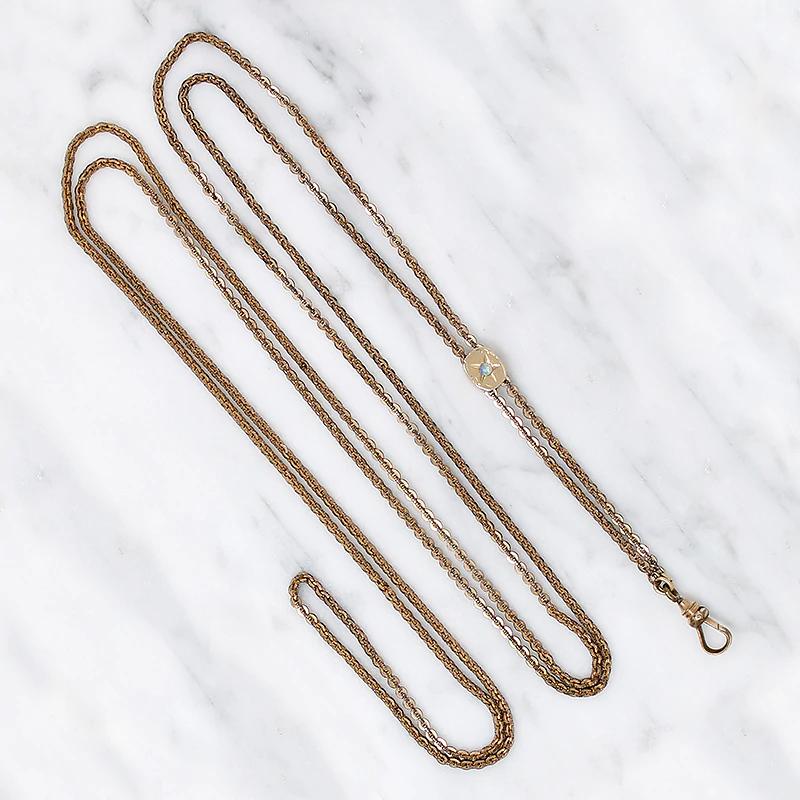 Long Supple Victorian Slide Chain with Opal