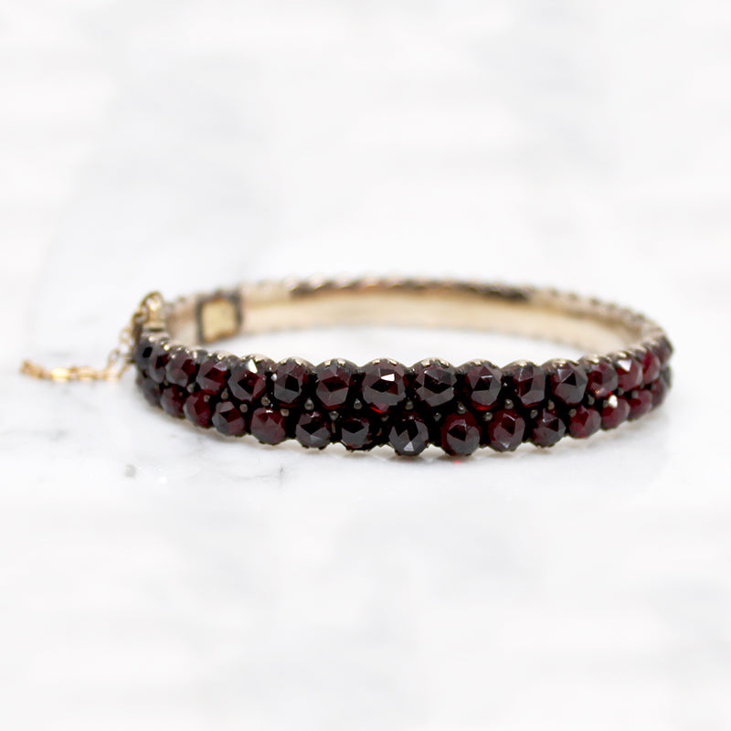 Glittering Graduated Bohemian Garnet Bracelet