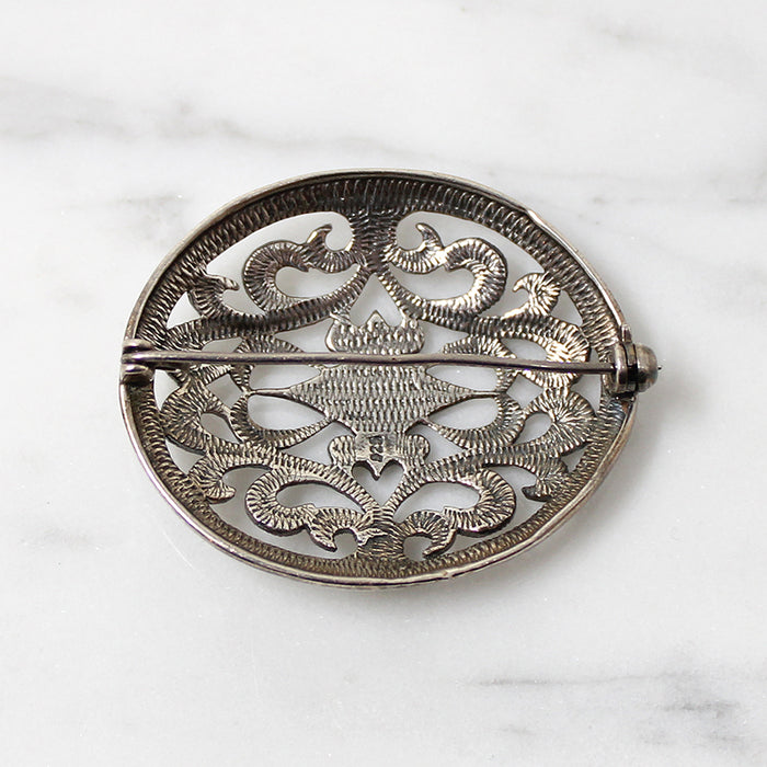 Romantic Deco Revival Sterling & Marcasite Brooch