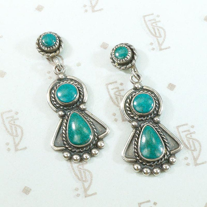 Fabulous Turquoise Earrings with Wonderful Silver Work