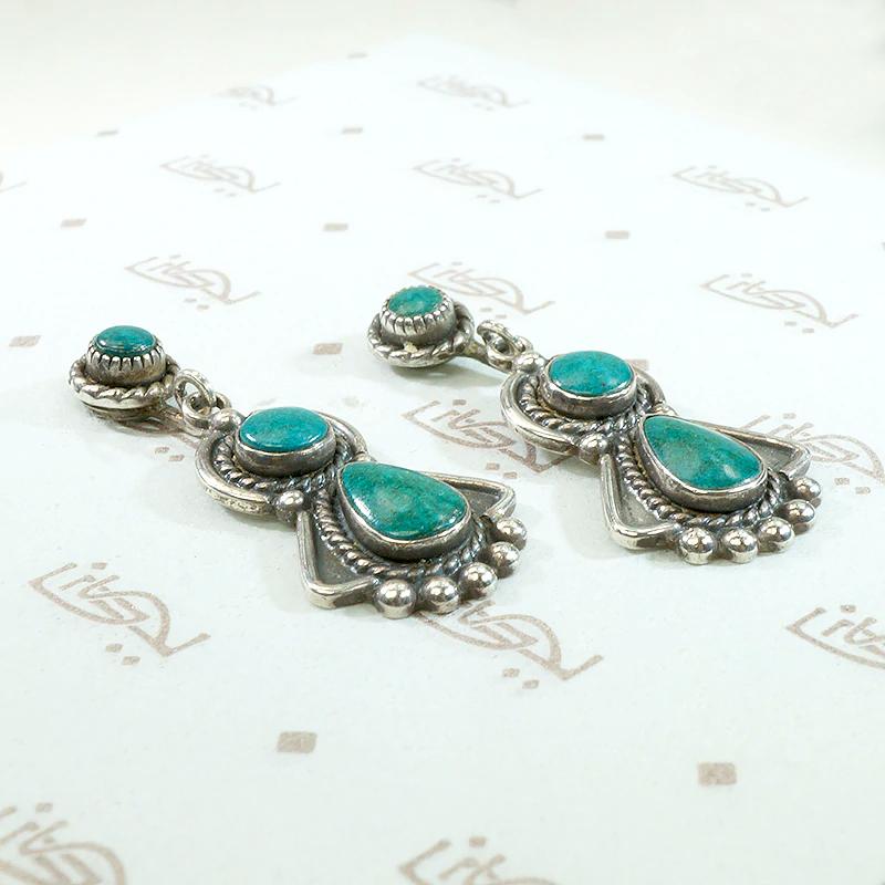 Fabulous Turquoise Earrings with Wonderful Silver Work