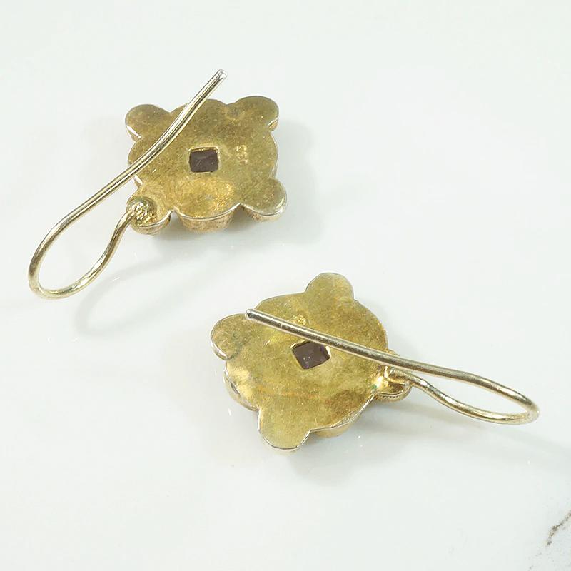 Romantic Silver Gilt Ear Bobs with Amethyst & Pearl