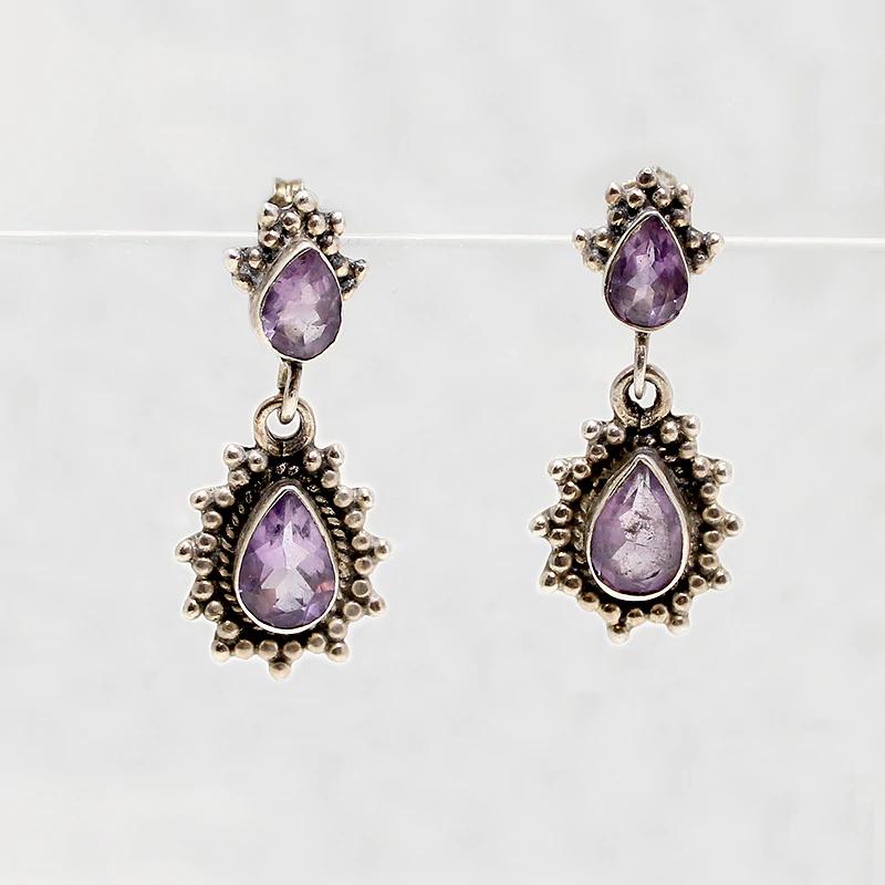 Sparkling Amethyst & Silver Earrings