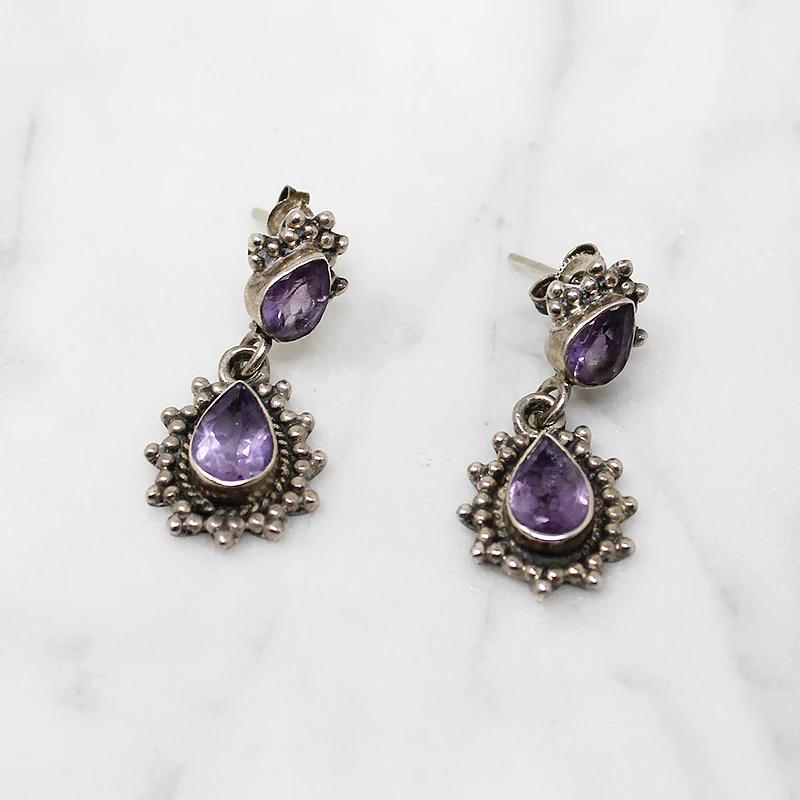 Sparkling Amethyst & Silver Earrings