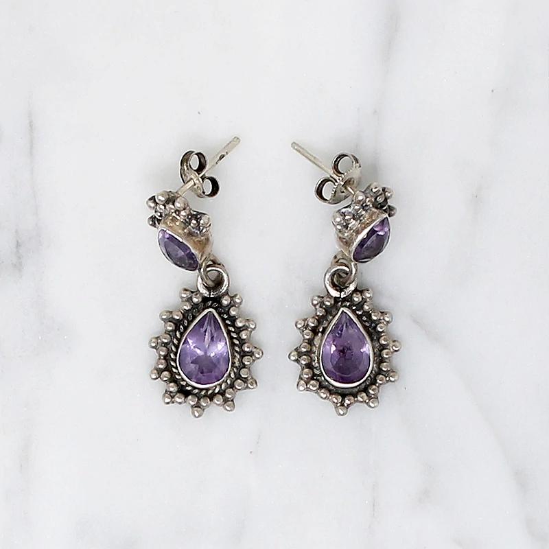 Sparkling Amethyst & Silver Earrings