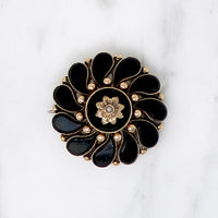 Beautifully Balanced Onyx & Gold Victorian Brooch