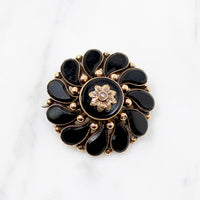 Beautifully Balanced Onyx & Gold Victorian Brooch
