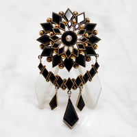 Magnificent Victorian Onyx & Gold Swag Brooch