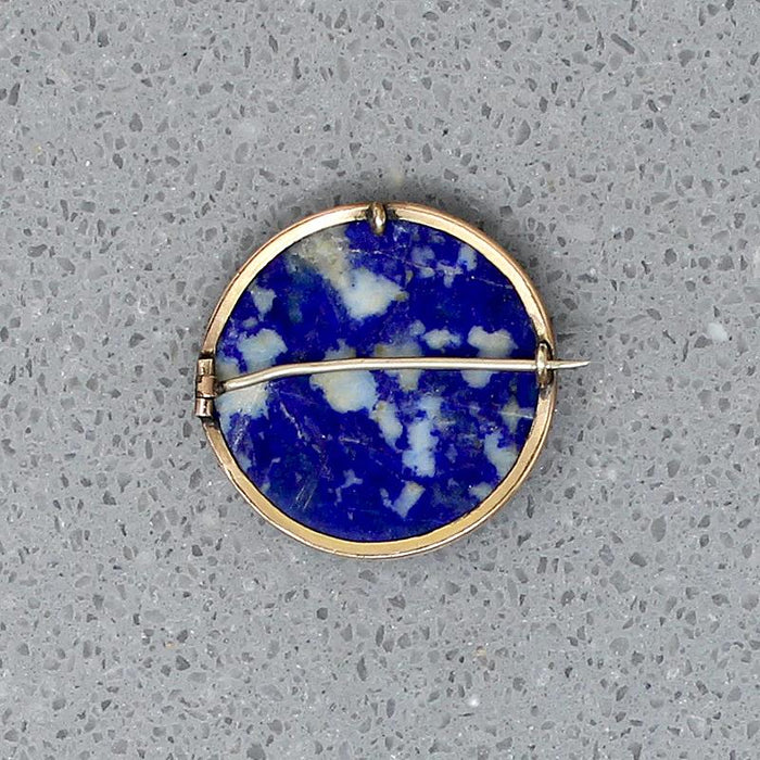 Sweet Little Sodalite Brooch in Gold Bezel