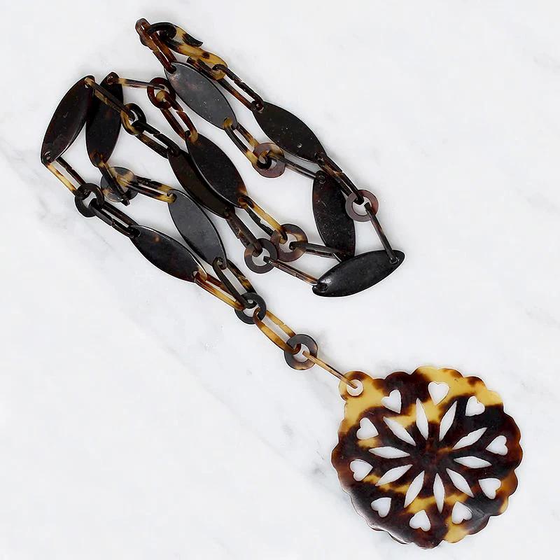 Unusual Antique Carved Organic Necklace