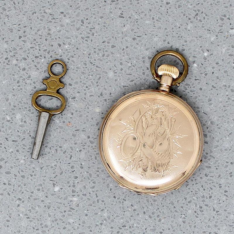 Pretty Fruit & Rabbit Engraved Pocket Watch