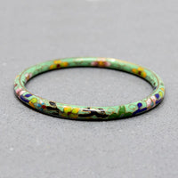 Green Cloisonné Bangle with Flowers