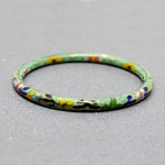 Green Cloisonné Bangle with Flowers