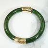 Jade Hinged Bangle with Engraved Gold Details
