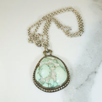 Incredible Turquoise in Silver Necklace Signed Skaggs