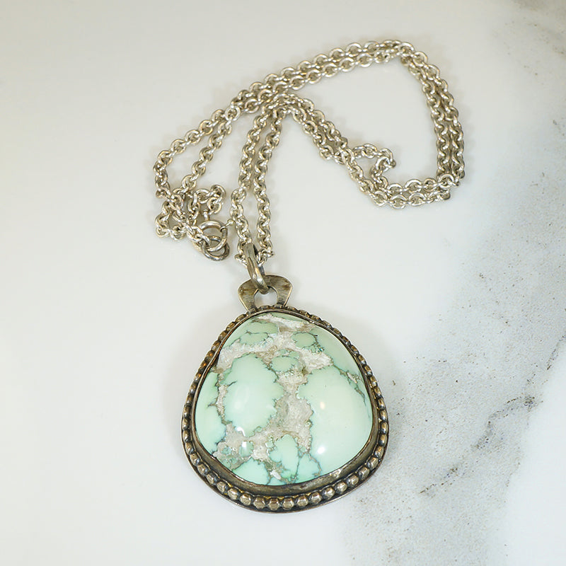Incredible Turquoise in Silver Necklace Signed Skaggs