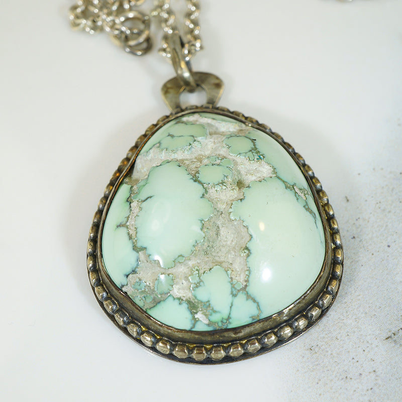 Incredible Turquoise in Silver Necklace Signed Skaggs