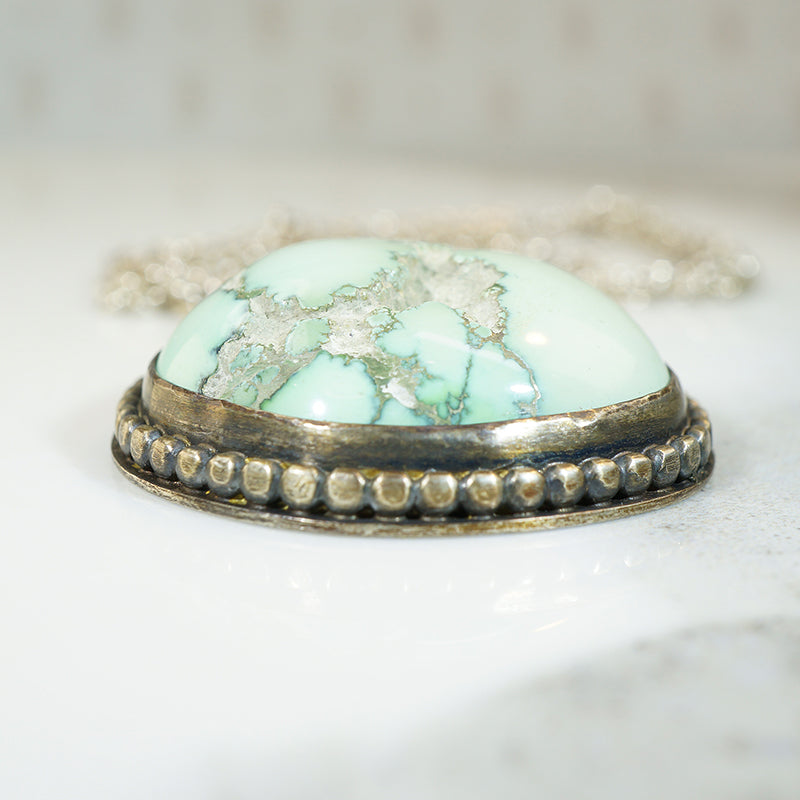 Incredible Turquoise in Silver Necklace Signed Skaggs