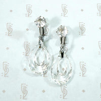 Carved Crystal & Sterling Silver Deco Earrings