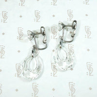 Carved Crystal & Sterling Silver Deco Earrings