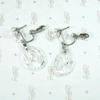 Carved Crystal & Sterling Silver Deco Earrings