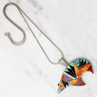 Brilliant Bear Pendant in Bold Stone & Shell Inlay