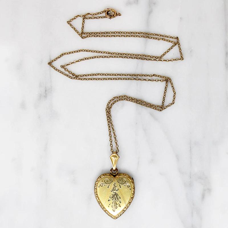 Romantic Engraved Gold Filled Heart Locket