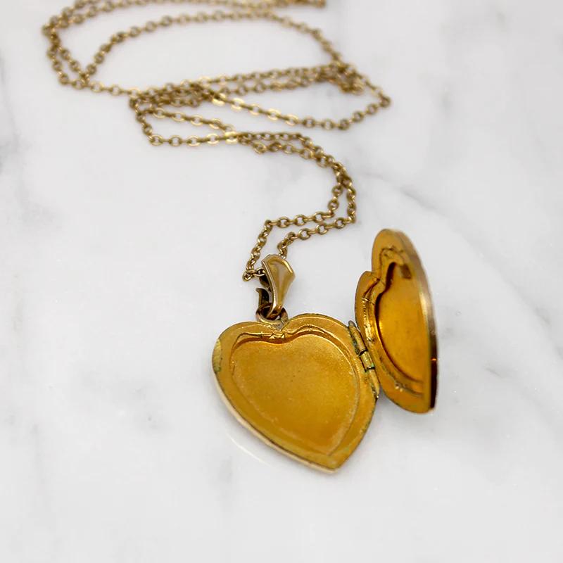 Romantic Engraved Gold Filled Heart Locket