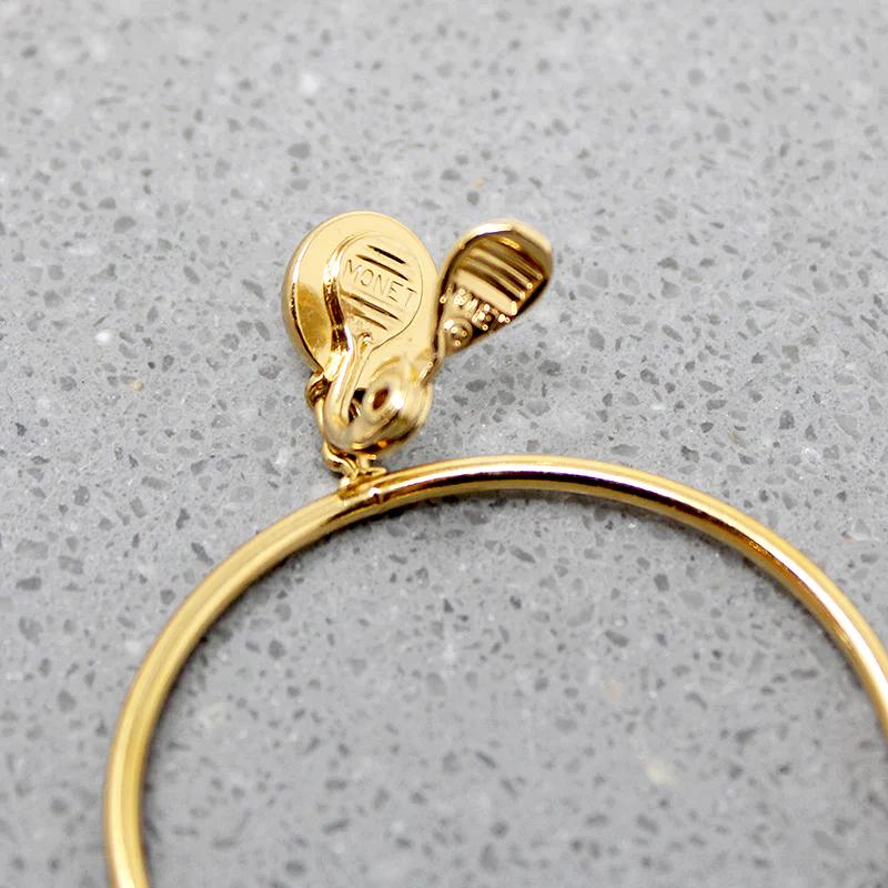 Fun Gold Tone Costume Hoops Signed Monet