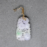 Superb Lavender Jade Necklace with Plums, Coins & Dragon