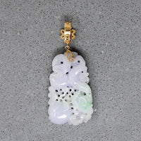 Superb Lavender Jade Necklace with Plums, Coins & Dragon