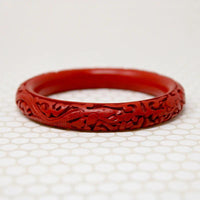 Double Dragon Scarlet Cinnabar Bangle