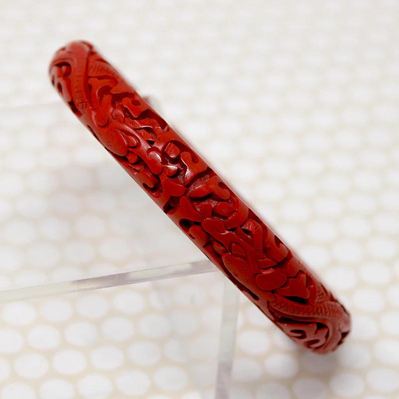 Double Dragon Scarlet Cinnabar Bangle