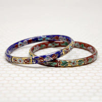 Exquisite Pair of Cloisonné Enameled Bangles