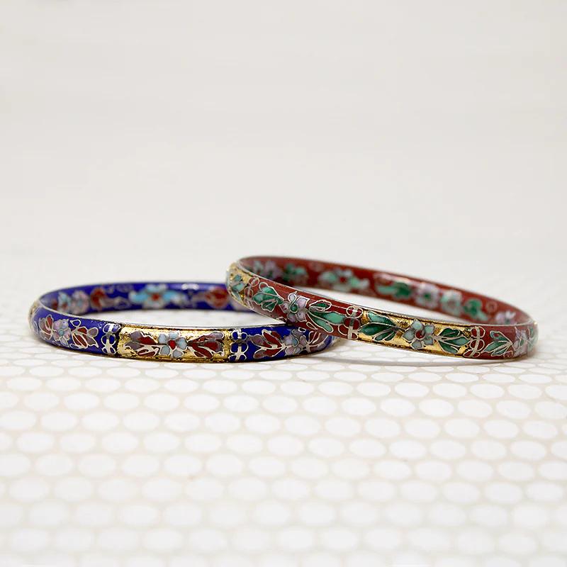 Exquisite Pair of Cloisonné Enameled Bangles