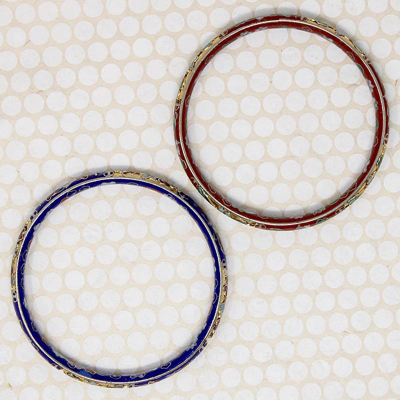 Exquisite Pair of Cloisonné Enameled Bangles