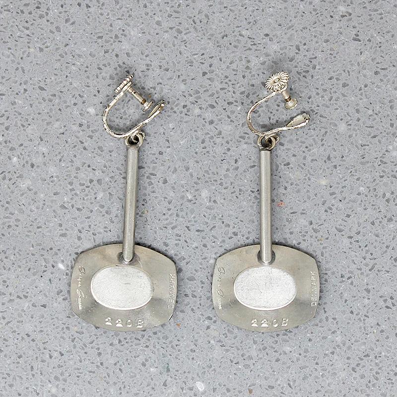 Danish Modern Glass & Pewter Earrings by J. Jensen