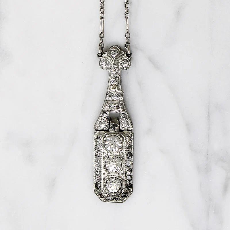Exquisite Engraved Edwardian Paste Necklace