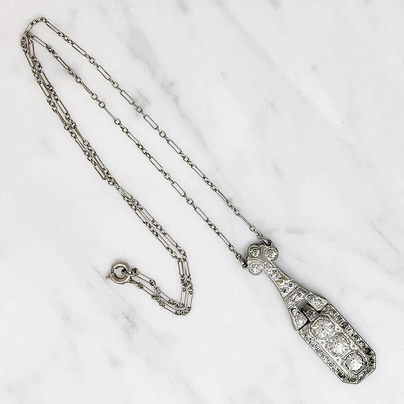 Exquisite Engraved Edwardian Paste Necklace