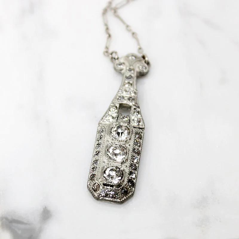 Exquisite Engraved Edwardian Paste Necklace