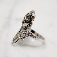 Romantic Marcasite Spangled Rose Ring