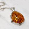 Baltic Amber in Brutal Bossed Silver Necklace
