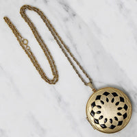 Large 1970s Locket with Black Enameled Detail